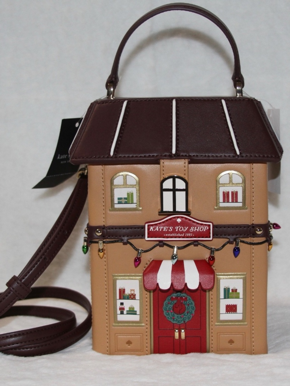 NWT Kate Spade Christmas Bag Toy Shop House Clutch Satchel Crossbody 3D Novelty